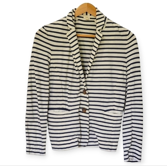 J. Crew Blue and white striped Soft Cotton Blazer Jacket Size XS - Picture 1 of 15